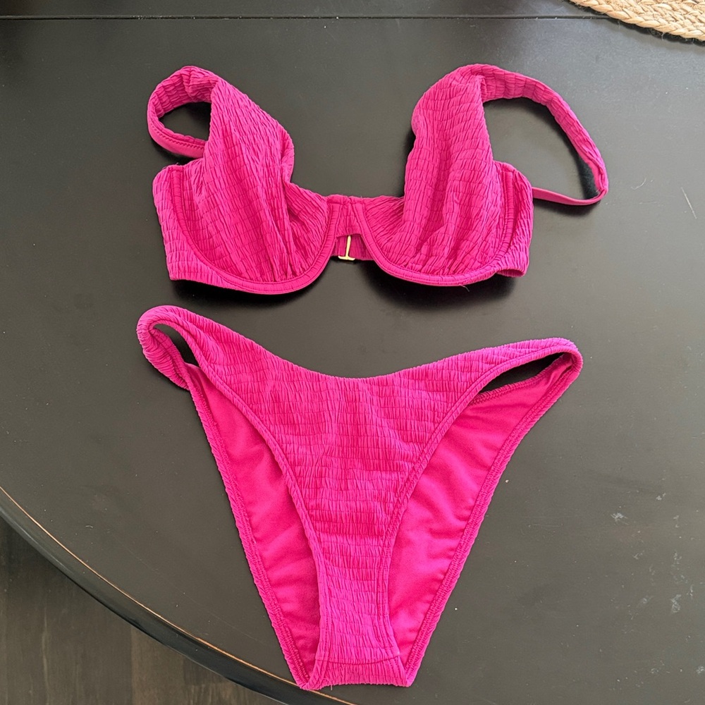 Dark pink Abercrombie Textured Bikini Set